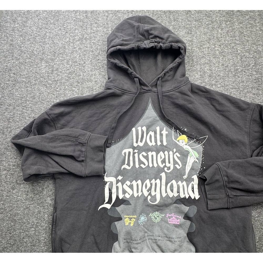 Disney 100 Walt Disney's Disneyland Tinkerbell Cropped Hoodie Women's Sz L Gray